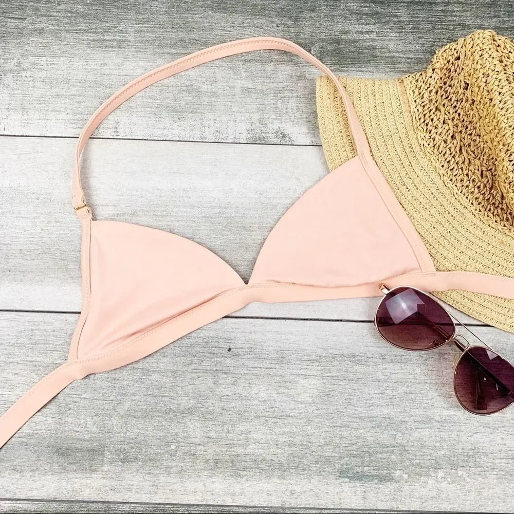 J.Crew Light Peach Triangle‎ Bikini Top Women’s XS - Picture 3 of 8